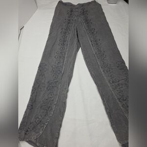Cute Options Small Gray Artsy Embroidered Pants Hippie Gypsy Bohemian